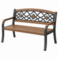 Ławka ogrodowa 122 x 62 x 86 cm metalowa brązowo-czarna z dekoracyjnym oparciem
