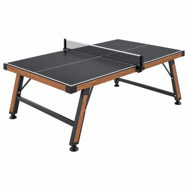 Stół do tenisa stołowego 274 x 152.5 x 76 cm czarny z dekorem drewna stalowy do wnętrz