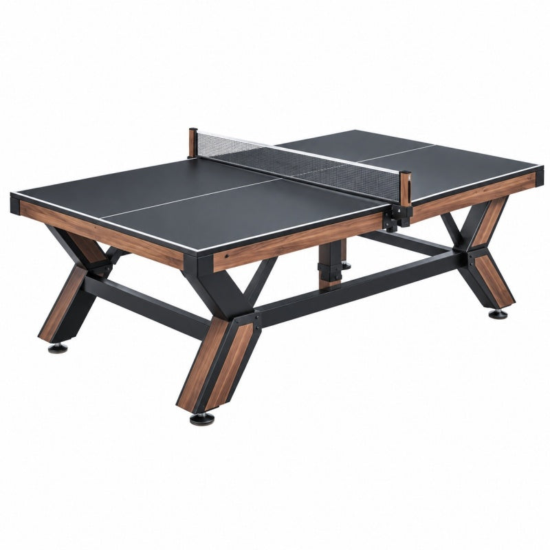 Stół do tenisa stołowego 274 x 152.5 x 76 cm czarny z drewnianymi detalami do gry rekreacyjnej