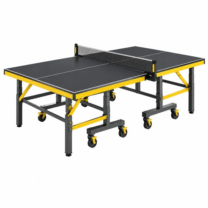 Stół do tenisa stołowego 274 x 152.5 x 76 cm czarno-żółty składany na kółkach